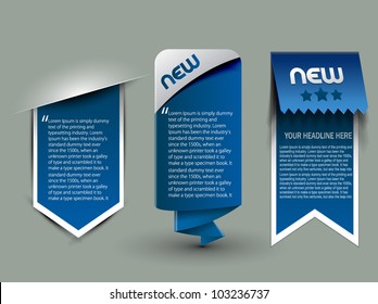 três diferentes elementos de banner estilo web design.