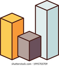  Three Dimenseion visualization chart and bar graph vector color icon design, 3d Printing concept, additive manufacturing Stock illustration