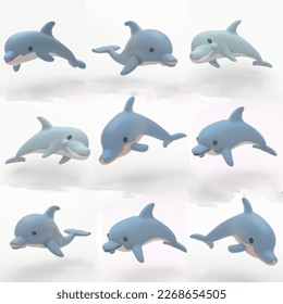 Three dimension model drawing of dolphins