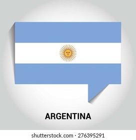 three dimensional 3d Argentina flag in a speech bubble . education foreign language concept . country's name label in bottom . Vector illustration