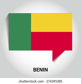 three dimensional 3d Benin flag in a speech bubble . education foreign language concept . country's name label in bottom . Vector illustration