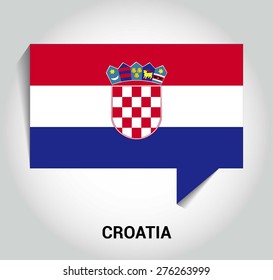 three dimensional 3d Croatia flag in a speech bubble . education foreign language concept . country's name label in bottom . Vector illustration