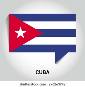 three dimensional 3d Cuba flag in a speech bubble . education foreign language concept . country's name label in bottom . Vector illustration
