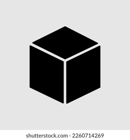 Three dimensional or 3D cube hexahedron flat vector trendy style illustration on white background..eps