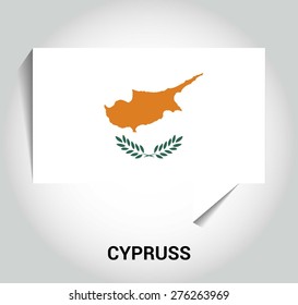 three dimensional 3d Cyprus flag in a speech bubble . education foreign language concept . country's name label in bottom . Vector illustration