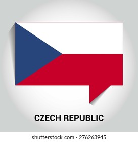 three dimensional 3d Czech republic flag in a speech bubble . education foreign language concept . country's name label in bottom . Vector illustration