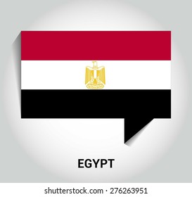 three dimensional 3d Egypt flag in a speech bubble . education foreign language concept . country's name label in bottom . Vector illustration