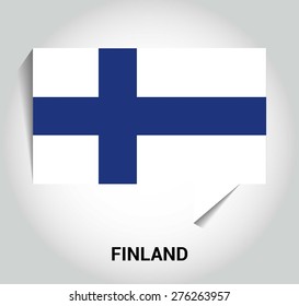 three dimensional 3d Finland flag in a speech bubble . education foreign language concept . country's name label in bottom . Vector illustration