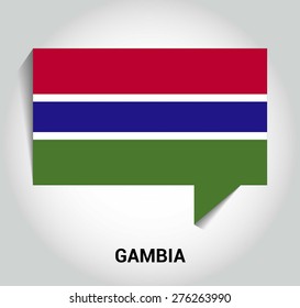 three dimensional 3d Gambia flag in a speech bubble . education foreign language concept . country's name label in bottom . Vector illustration