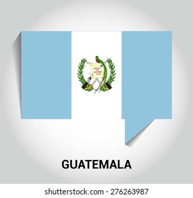 three dimensional 3d Guatemala flag in a speech bubble . education foreign language concept . country's name label in bottom . Vector illustration