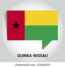 three dimensional 3d Guinea Bissau flag in a speech bubble . education foreign language concept . country's name label in bottom . Vector illustration