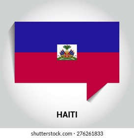 three dimensional 3d Haiti flag in a speech bubble . education foreign language concept . country's name label in bottom . Vector illustration