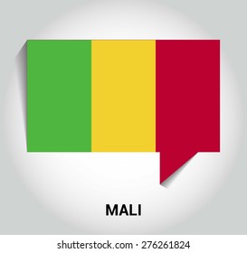 three dimensional 3d Mali flag in a speech bubble . education foreign language concept . country's name label in bottom . Vector illustration