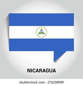 three dimensional 3d Nicaragua flag in a speech bubble . education foreign language concept . country's name label in bottom . Vector illustration