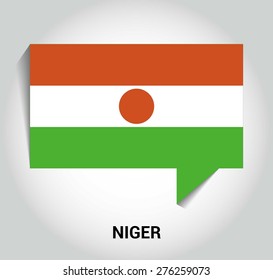 three dimensional 3d Niger flag in a speech bubble . education foreign language concept . country's name label in bottom . Vector illustration