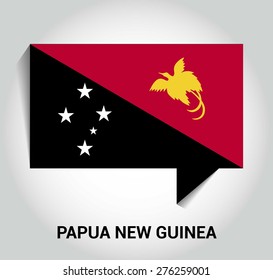 three dimensional 3d Papua New Guinea flag in a speech bubble . education foreign language concept . country's name label in bottom . Vector illustration