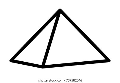 Three dimensional or 3D pyramid of Giza line art icon for apps and websites