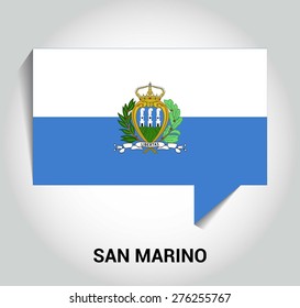three dimensional 3d San Marino flag in a speech bubble . education foreign language concept . country's name label in bottom . Vector illustration