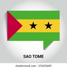 three dimensional 3d Sao Tome flag in a speech bubble . education foreign language concept . country's name label in bottom . Vector illustration