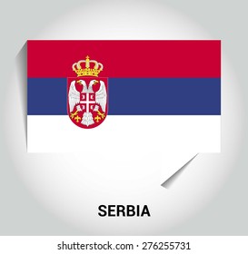 three dimensional 3d Serbia flag in a speech bubble . education foreign language concept . country's name label in bottom . Vector illustration