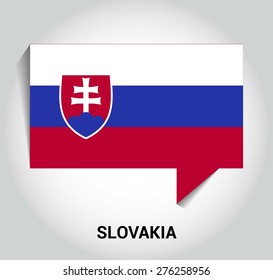 three dimensional 3d Slovakia flag in a speech bubble . education foreign language concept . country's name label in bottom . Vector illustration