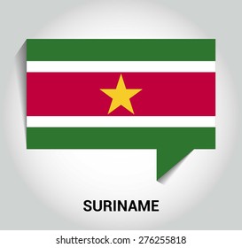 three dimensional 3d Suriname flag in a speech bubble . education foreign language concept . country's name label in bottom . Vector illustration