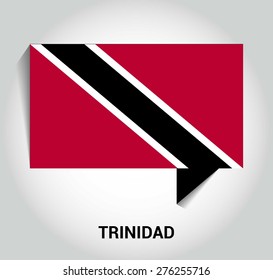 three dimensional 3d Trinidad and Tobago flag in a speech bubble . education foreign language concept . country's name label in bottom . Vector illustration