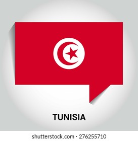 three dimensional 3d Tunisia flag in a speech bubble . education foreign language concept . country's name label in bottom . Vector illustration