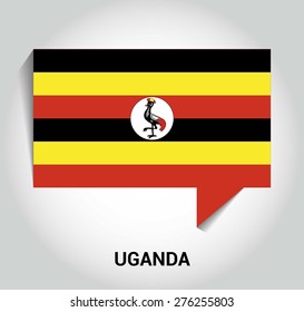 three dimensional 3d Uganda flag in a speech bubble . education foreign language concept . country's name label in bottom . Vector illustration