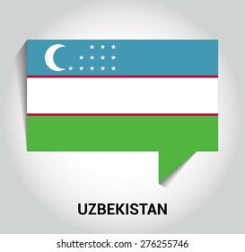 three dimensional 3d Uzbekistan flag in a speech bubble . education foreign language concept . country's name label in bottom . Vector illustration