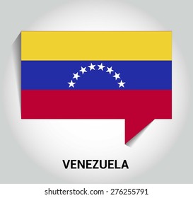 three dimensional 3d Venezuela flag in a speech bubble . education foreign language concept . country's name label in bottom . Vector illustration