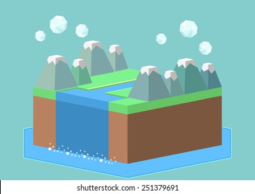three dimensional cartoon style landscape