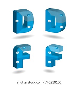 Three dimensional chart design based on letter D and F