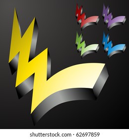 Three Dimensional Checkmark Lightning Bolts