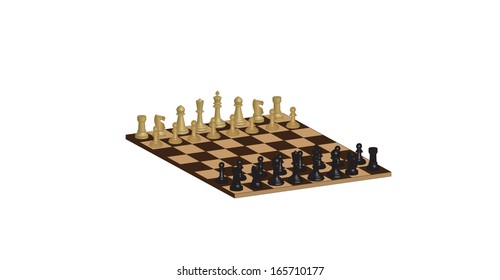 A Three Dimensional Chessboard isolated on white