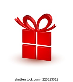Three dimensional Christmas or birthday gift on white background
