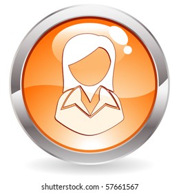 Three Dimensional circle button with Business Woman icon, vector illustration