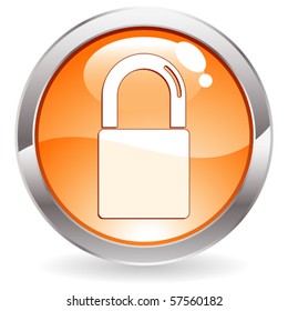 Three Dimensional circle button with closed Lock icon, vector illustration