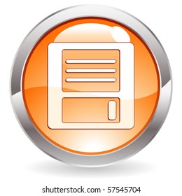 Three Dimensional circle button with Floppy disk icon, vector illustration