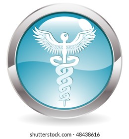 Three Dimensional circle button with medical icon, vector illustration