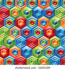 Three Dimensional colorful geometric cubes fun background
