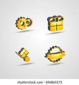 three dimensional commercial icon set