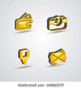 three dimensional commercial icon set