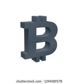 Three dimensional crypto currency symbol on white background. Currency icon design.