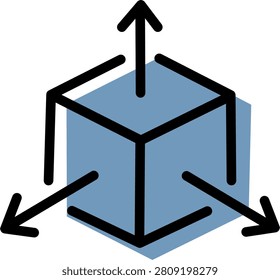 Three dimensional cube in geometric space