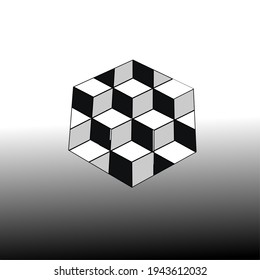 three dimensional cube graphic vector illustration