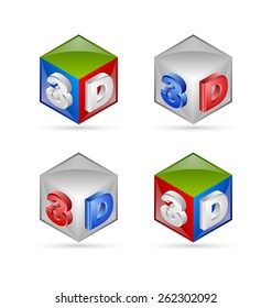 Three dimensional cubes placed on white background