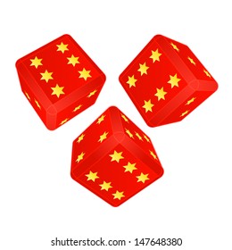 three dimensional dices with lucky stars vector illustration