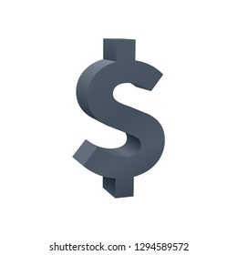 Three dimensional dollar sign on white background. Currency icon design.