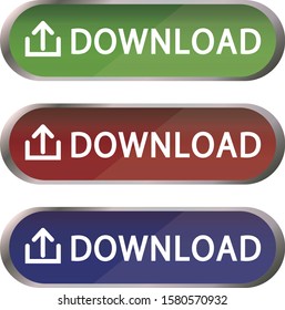 Three dimensional download button illustration